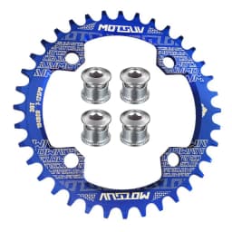 MOTSUV 104BCD Narrow Wide 38T 36T 34T 32T Bicycle Chainring,BCD 104 with 4 Bike Steel Screws, Single 12 11 10 9 8 Speed,Plato MT