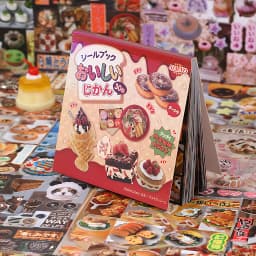 30P Die-Cut Sticker Book - Japanese Food & Dessert Vintage Showa Style - Glitter Matte Glossy Finish - 650+ Cute Elements