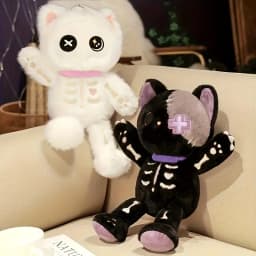 35cm 2 Colors Skeleton Cat Plush Toys Unique Cat Stuffed Animals Halloween Skeleton Cat Plush Doll Eid Mubarak Halloween Gifts