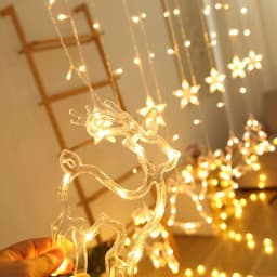 Christmas Fairy Curtain String Lights 3.4M LED Star Deer 220V 110V Garland Festoon for Xmas Tree New Year Navidad Party Decor