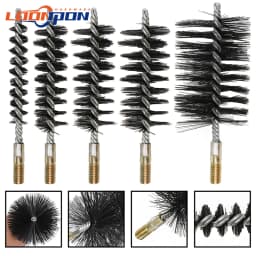 Loonpon M12 Thread Wire Brush Metal Handle 18-75mm Brush Working Stainless Steel Wire Pipe Tube Cleaning Chimney Brush