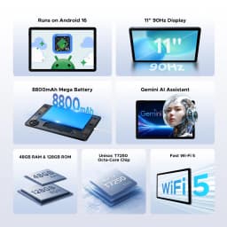 DOOGEE AORLYM P11 Tablet 48GB+128GB Gemini AI 11" Display 8800mAh Battery 13M+5MP UNISOC T7250 Widevine L1 Android 16 Smart Pad