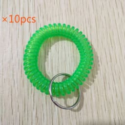 10pcs Lucky Line 2” Spiral Wrist Coil with Steel Key Ring, Multi-Color Flexible Wrist Band Key Chain Bracelet, Stretches to 12”,