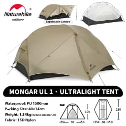 Naturehike Mongar UL PRO 1-3 People Tent 20D Ultralight Travel Waterproof Hiking Survival Outdoor Camping Portable Sun Shelter