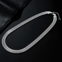 DOTEFFIL Hot Creativity Net Chain Necklaces 10mm 925 Sterling Silver for Women Fashion Designer Party Wedding Jewelry Gift