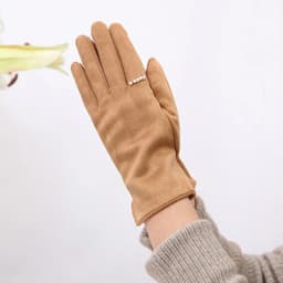 Winter Female Single Layer Warm Cashmere Full Finger Button Cycling Mittens Women Suede Leather Touch Screen Driving Gloves J23