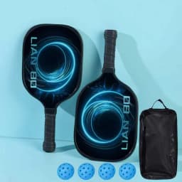 Pickleball Rackets Set Pickleball Paddle Set of 2 Rackets & 4 Pickleballs Balls Beach Tennis Pickleball Racquet Lightweight