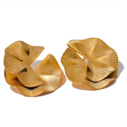 Yhpup Creative Stainless Steel Metal Flower Big Stud Earrings Fashion Attractive Statement Jewelry Women Personality Gift