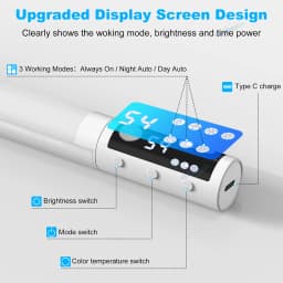 Upgraded Motion Sensor Light 3 Color Adjustable Rechargeable Night Lamp Under Cabinet Light Bar with Digital Screen Easy Install