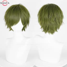 Anime 30cm Short Straight Cosplay Wig Black White Green Brown Purple Blue Gray Red Gold Man Women Heat Resistant Synthetic Hair