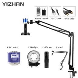 Yizhan 1080P Digital Microscope 4K HDMI USB Microscope 48MP 13MP Type-C VGA 2K Camera 150X 215X C Mount Lens For PCB Soldering