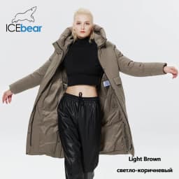 ICEbear 2023 Winter Women Jacket Long Cotton Big Pockets Ladies Coat Women's Thickened Warm Parka GWD22578-1D