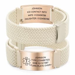 Personalized Medical Alert Bracelet Elastic Nylon Custom Engraved Tag Medical ID Bracelet Adjustable Keepsake Gift for Health