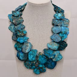 G-G 22'' 2 Rows Mix Color Blue Sea Sediment Imperial Jasper Crystal Necklace Handmade For Women