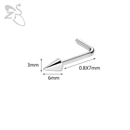 ZS 1 Piece 20G Stainelss Steel Long Spike Nose Stud Men Women Black L/I/S Shapes Nose Piercings Cone Nostril Piercings 6/8/10MM
