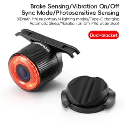 ROCKBROS Bicycle Rear Light Bike Smart Brake Sensing Taillight Type-C Charging Day/Night Sensing MTB Road Bike Accessories