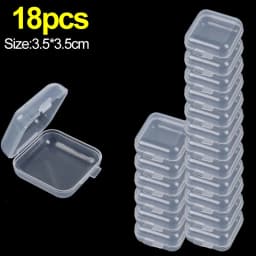 6/24PCS Mini Flip Cover Storage Box Transparent Square Plastic Boxes Pill Packaging Carrying Cease Jewelry Organizer Dustproof