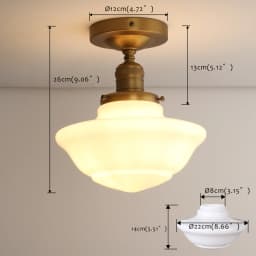 Phansthy Vintage Flush Mounted Ceiling Lighting with Milk White Glass Shade, for Hallway Foyer Loft Living Room Bedroom