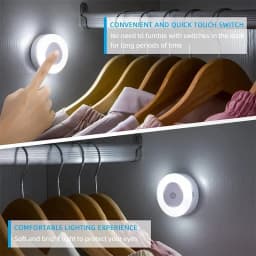 LED Night Lights Touch Sensor Night Lights Self-adhesive Wall Lights Battery Powered Portable Round Dimming Lamp Room Decoration