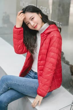 Winter Women's Light Down Hooded Jacket,Red Blue Khaki Green Available,European Size S-XXL,Women Coats