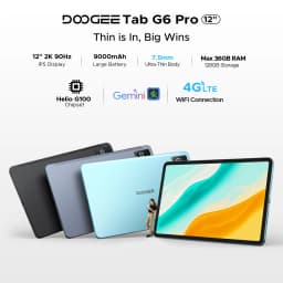 DOOGEE Tab G6 Pro 2 in 1 Tablet PC Android 16 Gemini AI 12" 2.4K 36GB RAM(8+28) 128GB ROM 9000mAh Battery Helio G100 Tablet Pad