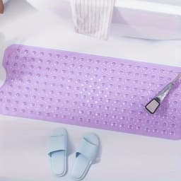 1Pc Non-Slip Shower Mat Bathtub Mat with Drain Holes and Suction Cups Machine Washable Household Bathroom Shower Carpet Bathroom