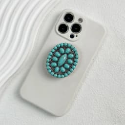 Luxury Socket Tok Phone Grip Retro Turquoise Phone Stand Unique Charm Foldable Grip Fashion Phone Support Desk Stand