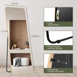 Full Body Mirror Standing Mirror, Full Length Mirror, 162 x 50cm, Large Floor Mirror with Stand for Leaning or Hanging Bedroom