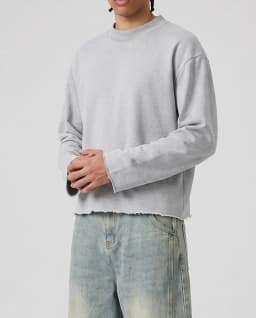 Heavy Autumn and Winter Solid Color Sweater Men's Hem Rough Edge Retro Semi-turtleneck American Pullover Sweater