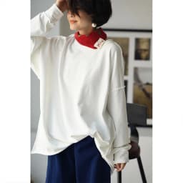 R17800 Artistic and Simple Style, Mid-Length, Loose Fit, Oversized Pure Cotton Spring Pullover Sweatshirt for Women