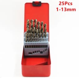25Pcs 1-13mm M35 HSS-Co Cobalt Straight Shank Twist Drill Bits Set Metal Drilling Hole For Wood Stainless Steel Iron Aluminum