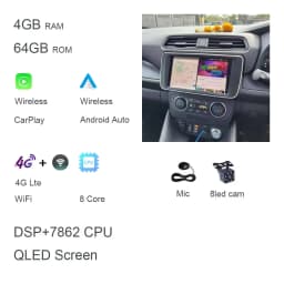 9' Qled Screen Video Player Carplay for Nissan Leaf Android 2018 + Charging Mobile Holder GPS Multimedia Stereo Head Unit