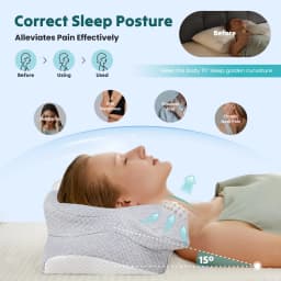 MCQ Ergonomic Side Sleeper Pillow Memory Foam With Cooling Breathable Cover Ergonomic Cervical Pillow Comfort for Contour Support for Bed Sleeping Removable Washable Cover Design For Home Bedroom
