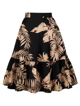 2024 Elegant Flower Dot Printed Casual Party Elastic Waist Knee length Skirt for Women