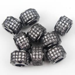 3pcs Micro Pave Zirconia Beads Round Geometry Metal Cubic Zircon Beads for DIY Bracelet Necklace Design Jewelry Crafts Making