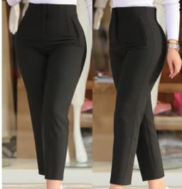 Fashion Solid Slim Trousers Elegant Office Lady High Waist Pocket Nine Point Pants 2025 Autumn New Casual Women Clothing