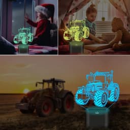 Nighdn 3D Illusion Lamp Tractor Night Light with Remote Control 16 Color Changing Bedside Lamp for Kids Tractor Gifts for Boys