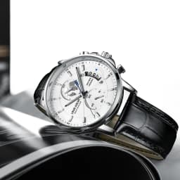 LOUIE JUELEN Couple Watches Multifunction World Map Dial Black Leather Strap Luminous Quartz Wristwatch Lovers Pair Gift Set