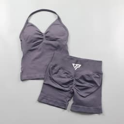 Keep That Pump 2 Piece Sets Shorts Top Women's Outfits Yoga Sets Gym Sets High Quality Seamless Lace-Up Bra Scratch Sports Sets