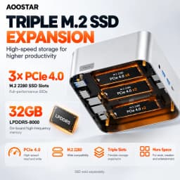 AOOSTAR MACO Mini PC AMD Ryzen AI 9 HX 470 32GB LPDDR5 8000MHz Radeon 890M WiFi 7 Dual 2.5G LAN OCuLink Dual USB4 3x M.2 NVMe