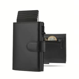Pop Up Wallet with Coin Compartment RFID Protection Credit Card Holder Wallet for Men