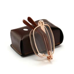 Folding Reading Glasses with Leather Box Unisex Collapsible Metal Lenses Bifocal 4 In 1 Eyewear Anti-blue Light Diopter Glasses