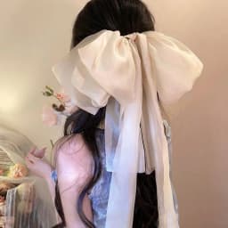 Ethereal Large Bow Hair Clip with Long Ribbon Tails Spring Clip for Back of Head Elegant Women's Hair Accessory Fairy Core