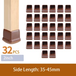 32PCS Table Chair Leg Floor Caps Cover Protectors Non Slip Square TPR Furniture Glides Feet Felt Pads Hardwood Floors Protector