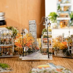 Etori Life Small Town Time Series Retro Town Architecture Pattern Sticker Pack DIY Collage Decoration, Handmade Scrapbook, Travel Stickers, Gift Box Packaging, Gift Paper Bag, Photo Album, Vintage Party, Student Stationery, Children's Stickers