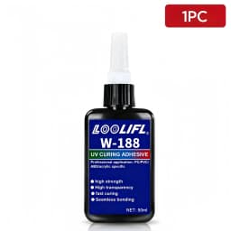 W-188 UV Glue Ultra Transparent Fast Curing UV Adhesive Low Odor Strong Bond for Acrylic Glass Phone Case Dried Flower Handmade Craft Jewelry Making