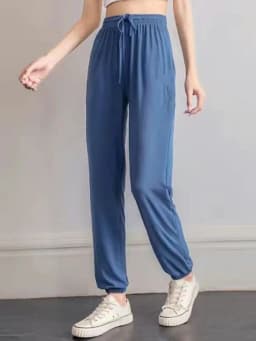 Ice Silk Summer Thin New Loose Cuffed Black Sports Lantern Pants Women's Anti-Mosquito Lightweight Comfortable Casual Trousers