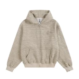 Spring Autumn Striped Zipper Hooded Sweatshirt Jacket 2025 Women's New Top Fashionable Casual Loose American Style Cardigan