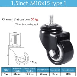 1.5-5 Inch Polyurethane Swivel Caster M6/M8-M12 Screw For Furniture Wheel Caster Wheels 360° Caster Wheel Industrial With Brake