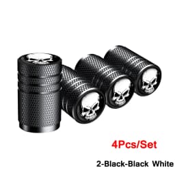 AUTCOAT 4Pcs/Set Car Tire Valve Caps Skull Wheel Valve Cap Auto Tyre Air Valve Stem Caps Dust Cover for Car Vehicles Styling